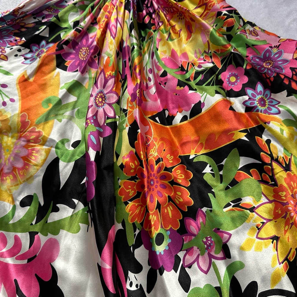 SOLD🩷Cache Vintage Y2K Silk Scarf Floral Print Halter Chain Top in Black Size XL - Picture 2 of 14